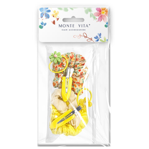 Резинки для волос (5 шт.) с зажимами (2 шт.), КОСМЕТИЧКА В ПОДАРОК, MONTE VITA (МОНТЕ ВИТА), 458863