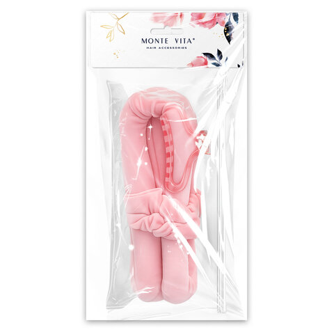 Бигуди мягкие, бархатные, 2 резинки, краб для волос, КОСМЕТИЧКА В ПОДАРОК, розовые, MONTE VITA (МОНТЕ ВИТА), 458864