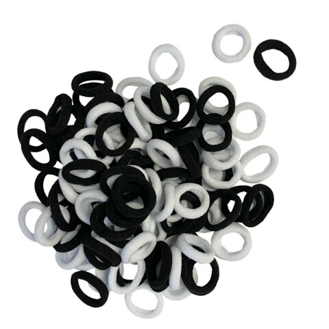 Резинки для волос НАБОР 100 шт., 2 см, черные/белые, КОСМЕТИЧКА В ПОДАРОК, MONTE VITA (МОНТЕ ВИТА), 458865 - фото 3