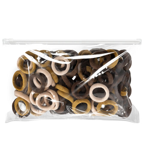 Резинки для волос НАБОР 100 шт., 2 см, бежевые/коричневые, КОСМЕТИЧКА В ПОДАРОК, MONTE VITA (МОНТЕ ВИТА), 458867 - фото 2