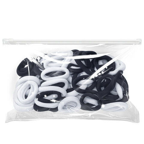 Резинки для волос НАБОР 100 шт., 3 см, черные/белые, КОСМЕТИЧКА В ПОДАРОК, MONTE VITA (МОНТЕ ВИТА), 458868 - фото 2