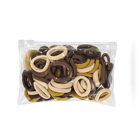 Резинки для волос НАБОР 100 шт., 3 см, бежевые/коричневые, КОСМЕТИЧКА В ПОДАРОК, MONTE VITA (МОНТЕ ВИТА), 458870 - фото 2