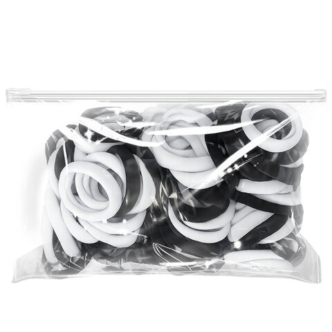 Резинки для волос НАБОР 100 шт., 4 см, черные/белые, КОСМЕТИЧКА В ПОДАРОК, MONTE VITA (МОНТЕ ВИТА), 458871 - фото 2