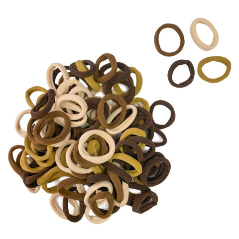 Резинки для волос НАБОР 100 шт., 4 см, бежевые/коричневые, КОСМЕТИЧКА В ПОДАРОК, MONTE VITA (МОНТЕ ВИТА), 458873 - фото 3