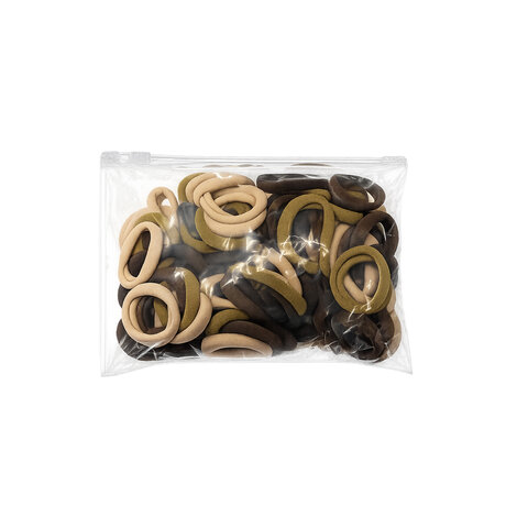 Резинки для волос НАБОР 100 шт., 4 см, бежевые/коричневые, КОСМЕТИЧКА В ПОДАРОК, MONTE VITA (МОНТЕ ВИТА), 458873 - фото 2