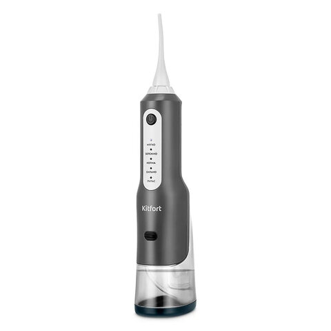 Ирригатор для полости рта KITFORT КТ-5942, портативный, емкость резервуара 0,27 л, 2 насадки, серый