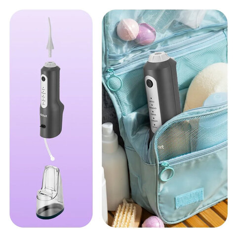 Ирригатор для полости рта KITFORT КТ-5942, портативный, емкость резервуара 0,27 л, 2 насадки, серый - фото 5