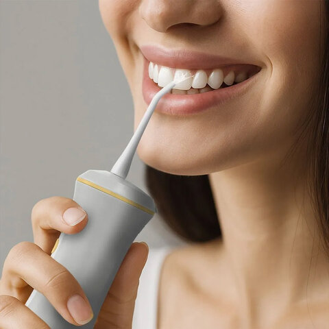 Ирригатор для полости рта KITFORT КТ-5943, портативный, емкость резервуара 0,35 л, 2 насадки, белый - фото 6