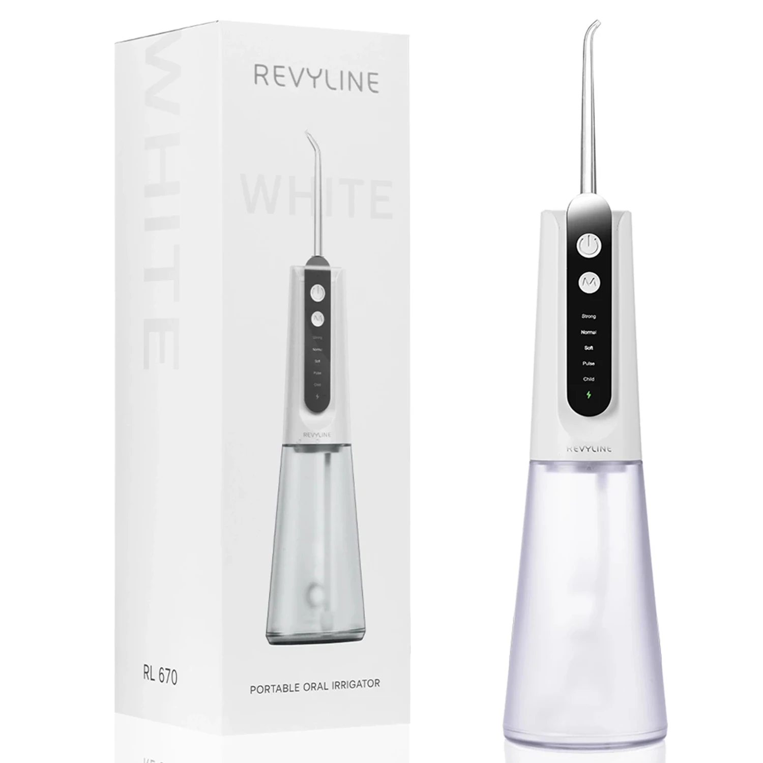 Ирригатор для полости рта REVYLINE RL 670, емкость резервуара 0,27 л, 2 насадки, белый