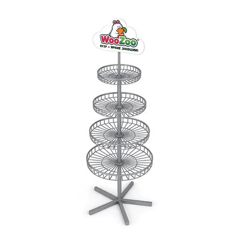 Стойка для игрушек напольная WOOZOO, 185х70 см, 4 вращающиеся корзины, 507863