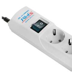 Сетевой фильтр PILOT &laquo;S&raquo;, 5 компьютерных розеток + 1 бытовая розетка, 1,8 м, белый