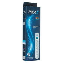 Сетевой фильтр PILOT &laquo;S&raquo;, 5 компьютерных розеток + 1 бытовая розетка, 1,8 м, белый