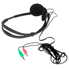 Наушники с микрофоном (гарнитура) DEFENDER AURA-102, проводные, 1,55 м, с оголовьем, черные, 63102