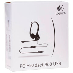 Наушники с микрофоном (гарнитура) LOGITECH PC 960, проводная, компьютерная, 2,4 м, стерео, USB, черная
