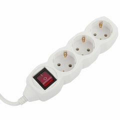 Удлинитель сетевой SONNEN U-133GS, 3 розетки, c заземлением, выключатель, 10 А, 3 м, белый, 511434