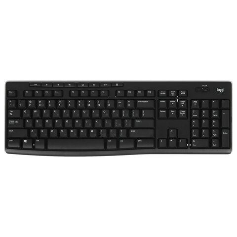 Клавиатура беспроводная LOGITECH K270, 104 клавиши + 8 дополнительных клавиш, мультимедийная, черная