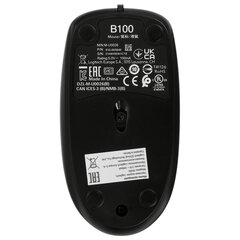Мышь проводная LOGITECH B100, USB, 2 кнопки + 1 колесо-кнопка, оптическая, черная