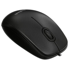 Мышь проводная LOGITECH B100, USB, 2 кнопки + 1 колесо-кнопка, оптическая, черная