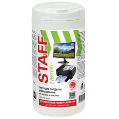 Салфетки для экранов всех типов и пластика универсальные STAFF &laquo;EVERYDAY&raquo;, туба 100 шт., влажные, 511518