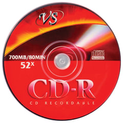 Диск CD-R VS 700 Mb 52x Cake Box (упаковка на шпиле), КОМПЛЕКТ 50 шт., VSCDRCB5001