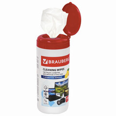 Салфетки для экранов всех типов и пластика BRAUBERG с ароматом &laquo;ЛИМОН&raquo;, туба 100 шт., влажные, 511688