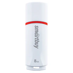 Флеш-диск 8 GB, SMARTBUY Crown, USB 2.0, белый, SB8GBCRW-W