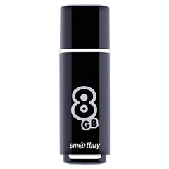 Флеш-диск 8 GB, SMARTBUY Glossy, USB 2.0, черный, SB8GBGS-K