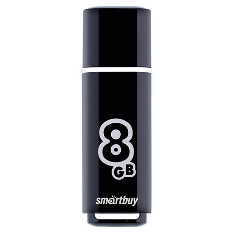 Флеш-диск 8 GB, SMARTBUY Glossy, USB 2.0, черный, SB8GBGS-K