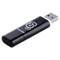 Флеш-диск 8 GB, SMARTBUY Glossy, USB 2.0, черный, SB8GBGS-K