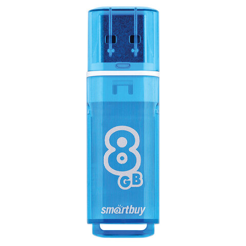 Флеш-диск 8 GB, SMARTBUY Glossy, USB 2.0, синий, SB8GBGS-B