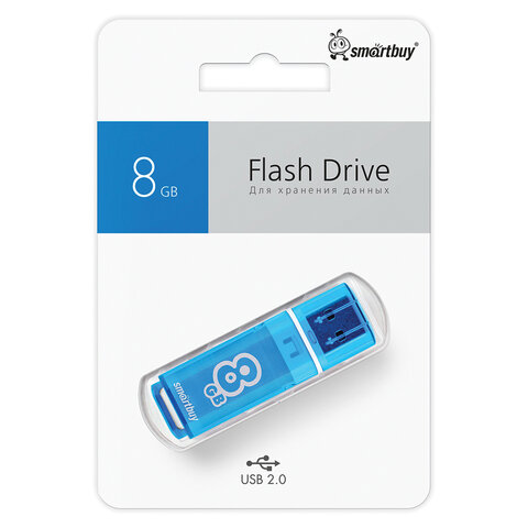 Флеш-диск 8 GB, SMARTBUY Glossy, USB 2.0, синий, SB8GBGS-B