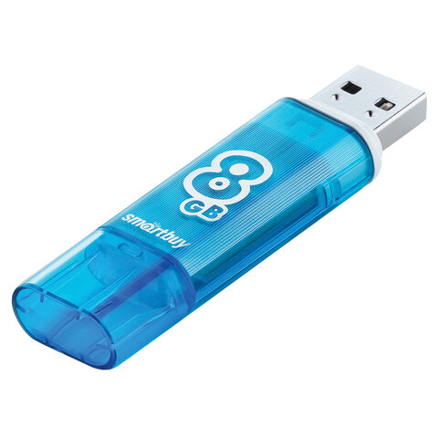 Флеш-диск 8 GB, SMARTBUY Glossy, USB 2.0, синий, SB8GBGS-B