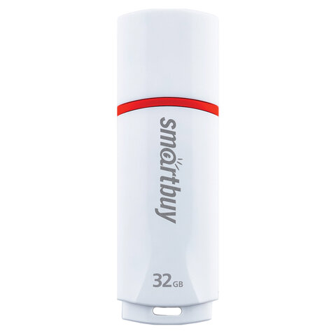 Флеш-диск 32 GB, SMARTBUY Crown, USB 2.0, белый, SB32GBCRW-W