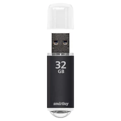 Флеш-диск 32 GB, SMARTBUY V-Cut, USB 2.0, металлический корпус, черный, SB32GBVC-K