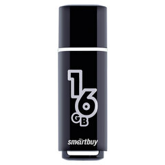 Флеш-диск 16 GB, SMARTBUY Glossy, USB 2.0, черный, SB16GBGS-K