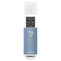 Флеш-диск 16 GB, SMARTBUY V-Cut, USB 2.0, металлический корпус, синий, SB16GBVC-B
