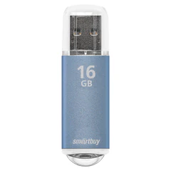 Флеш-диск 16 GB, SMARTBUY V-Cut, USB 2.0, металлический корпус, синий, SB16GBVC-B
