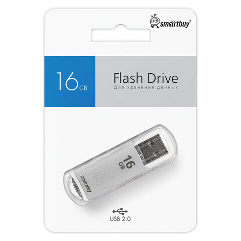 Флеш-диск 16 GB, SMARTBUY V-Cut, USB 2.0, металлический корпус, серебристый, SB16GBVC-S