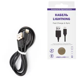 Кабель USB 2.0 – Lightning, 1 м, RED LINE, для подключения портативных устройств, черный, УТ000008646