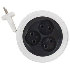 Удлинитель-рулетка Р16-008, 3 розетки без заземления, 5 м, 2&times;0,75 мм, 1300 Вт, белый