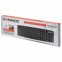 Клавиатура проводная SONNEN KB-8137, USB, 104 клавиши + 9 дополнительных, мультимедийная, черная, 512652