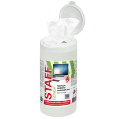 Салфетки для экранов, стекол и пластика универсальные STAFF &laquo;EVERYDAY&raquo;, туба 100 шт., влажные, 512657