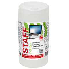 Салфетки для экранов, стекол и пластика универсальные STAFF &laquo;EVERYDAY&raquo;, туба 100 шт., влажные, 512657