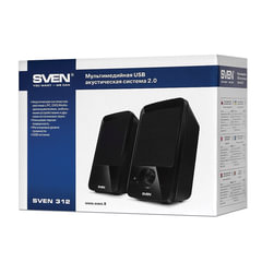 Колонки компьютерные SVEN 312, 2.0, 2&times;2 Вт, пластик, черные, SV-012540