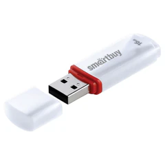 Флеш-диск 16 GB, SMARTBUY Crown, USB 2.0, белый, SB16GBCRW-W