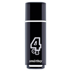 Флеш-диск 4 GB, SMARTBUY Glossy, USB 2.0, черный, SB4GBGS-K