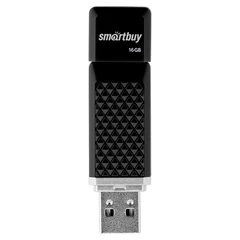 Флеш-диск 16 GB, SMARTBUY Quartz, USB 2.0, черный, SB16GBQZ-K