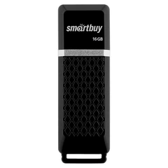Флеш-диск 16 GB, SMARTBUY Quartz, USB 2.0, черный, SB16GBQZ-K