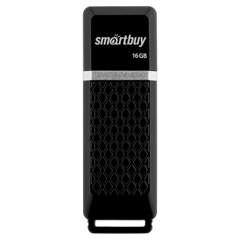 Флеш-диск 16 GB, SMARTBUY Quartz, USB 2.0, черный, SB16GBQZ-K