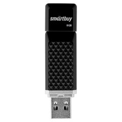 Флеш-диск 8 GB, SMARTBUY Quartz, USB 2.0, черный, SB8GBQZ-K
